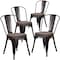 Flash Furniture Black-Antique Gold Metal Stackable Chair with Wood Seat, PK4 4-CH-31230-BQ-WD-GG - alternate 3